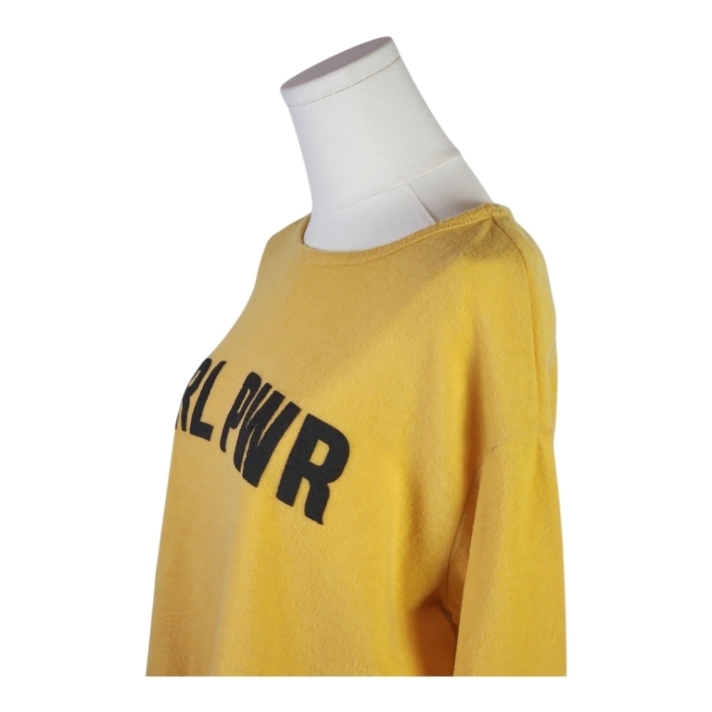 Sadie & Sage GRL PWR Yellow Black Sweatshirt Size S Casual Graphic Long Sleeve - Picture 2 of 8